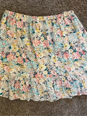 Solitaire Floral Embroidered Eyelet Skirt